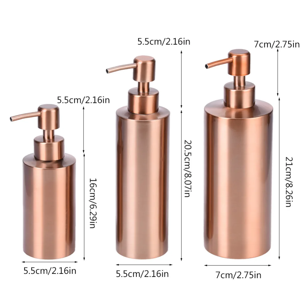 

304 Stainless Steel Rose Gold Liquid Soap Bottle Bathroom Push Type Lotion Bottle Sub-bottling Toilet Hand Sanitizer Bottle
