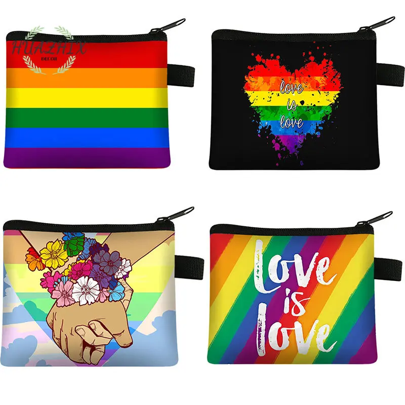 

Косметичка Love Wins для девушек, миниатюрный Радужный Дамский кошелек для покупок, портативный экологически чистый чехол для хранения монет, п...