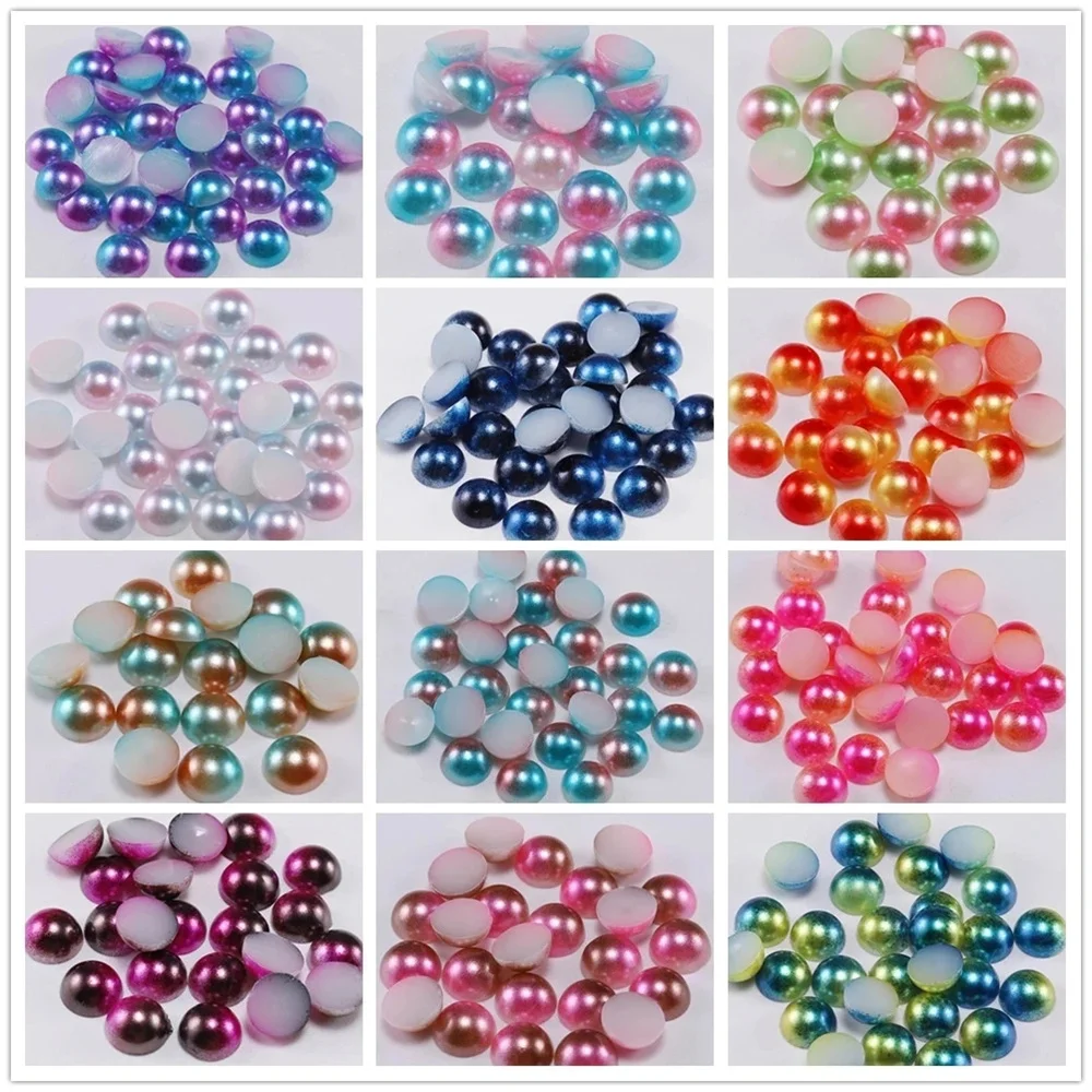 

3mm-10mm ABS imitation pearl gradient semicircle colorful mermaid beads DIY nail art clothing accessories accessories