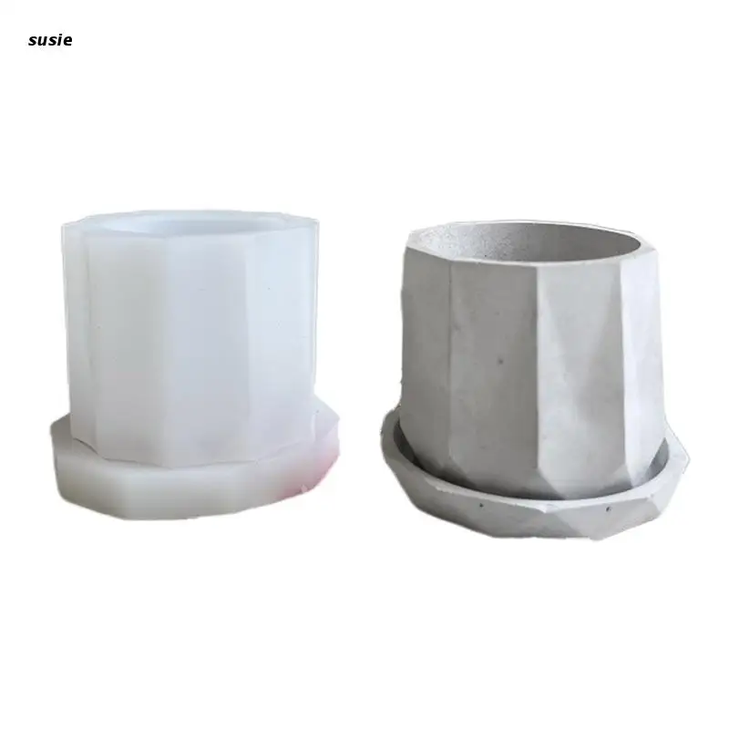 

X7YA 3D Handmade Hexagon Flower Pot Silicone Mold Ceramic Cement Clay Mold for DIY