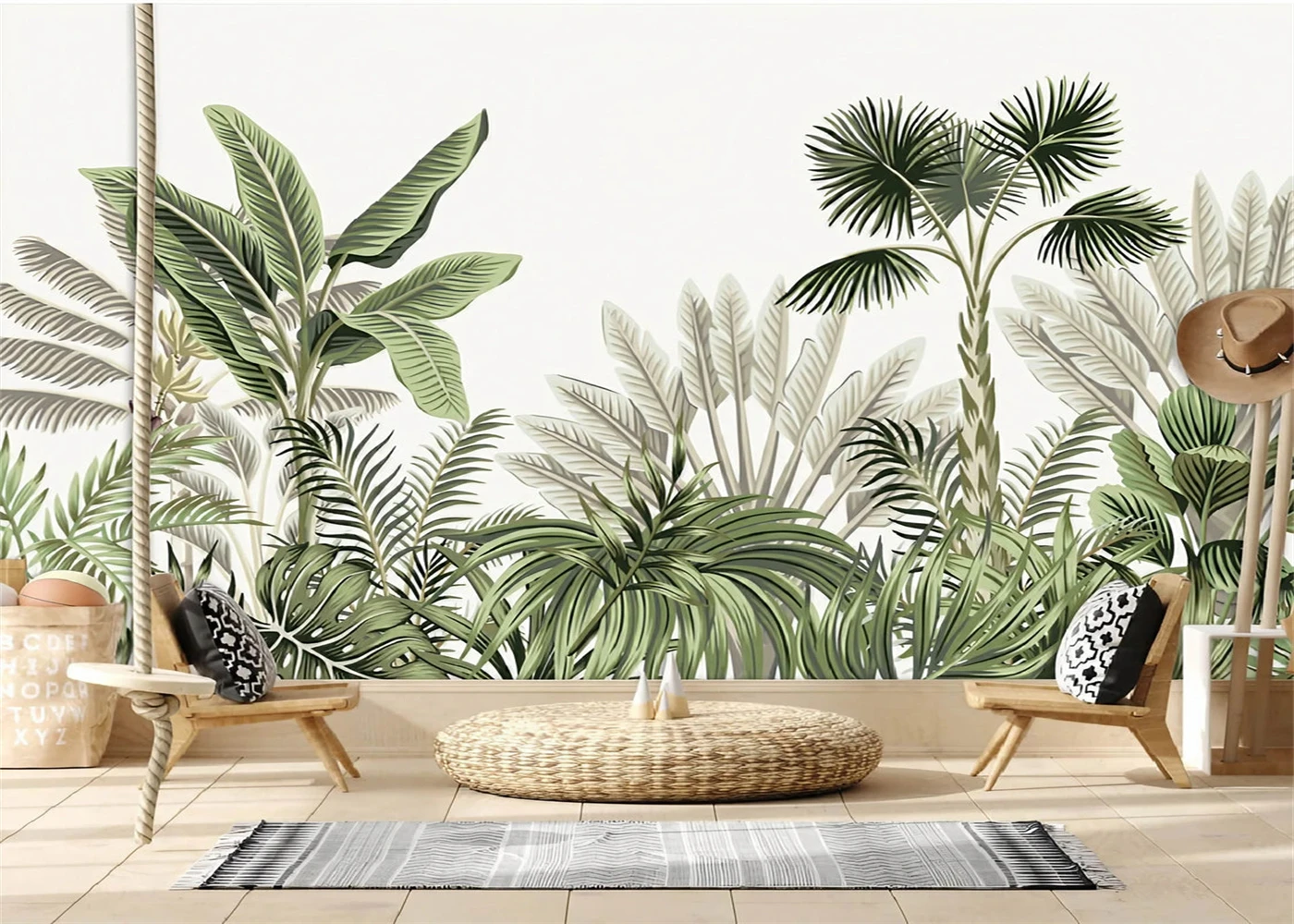 Фотообои на заказ, тропический лес, растение, банановый лист, фреска, украшение для дома, французский лист джунглей, декоративная живопись, 3d обои