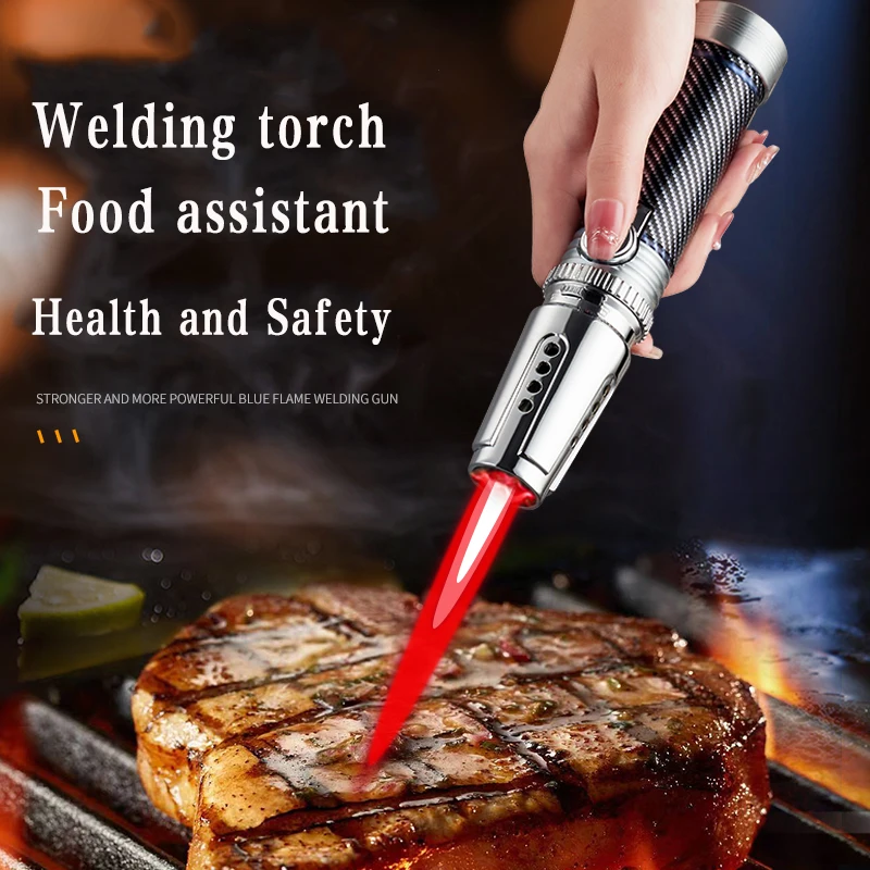

2023 New 1300℃ Spray Gun Turbo Metal Red Flame Gas Lighter Kitchen Cooking Smoking Accessories Windproof BBQ Cigar Lighters