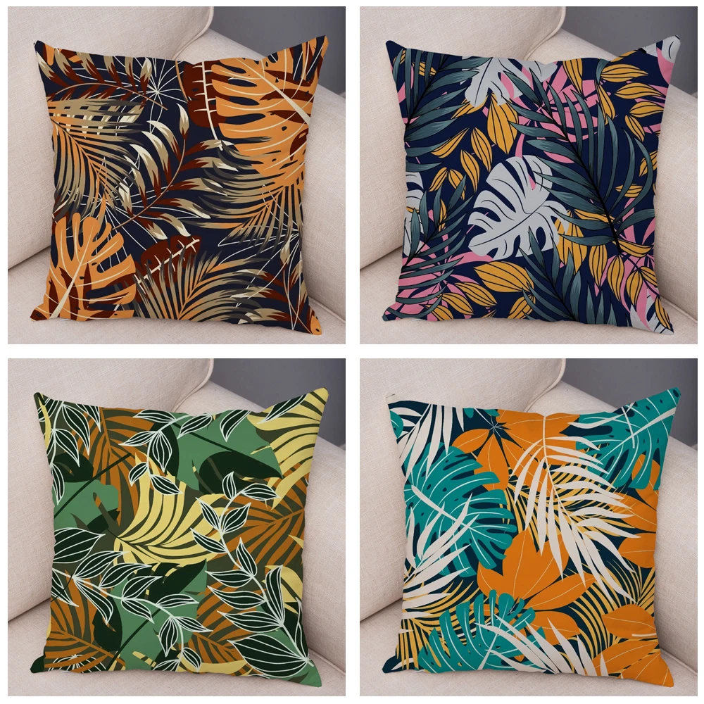 

Nordic Plant Pattern Cactus Monstera Glowing Cushion Cover Side Pillow Cover Sofa Home Car Decoration Tropical Leaf Pillow Case
