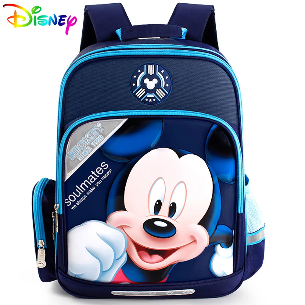 Школьный портфель для мальчиков и девочек, брендовый дышащий рюкзак с мультяшным рисунком Микки Мауса Диснея для подростков, вместительный...