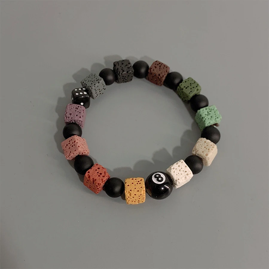 Новый модный Индивидуальный Черный Браслет с восьми косточками и бусинами для