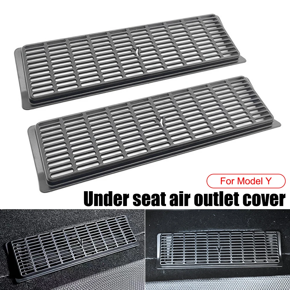 

2Pcs Car Air Vent Cover Anti-Clogging Under Seat Air Outlet Protective Cover Plastic for Tesla Model 3 Model Y Accessories Black