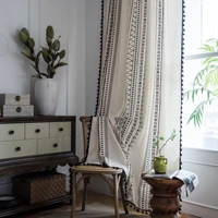 cotton linen boho geometry window curtain with tassels blackout valance for the luxury living room curtains for living room