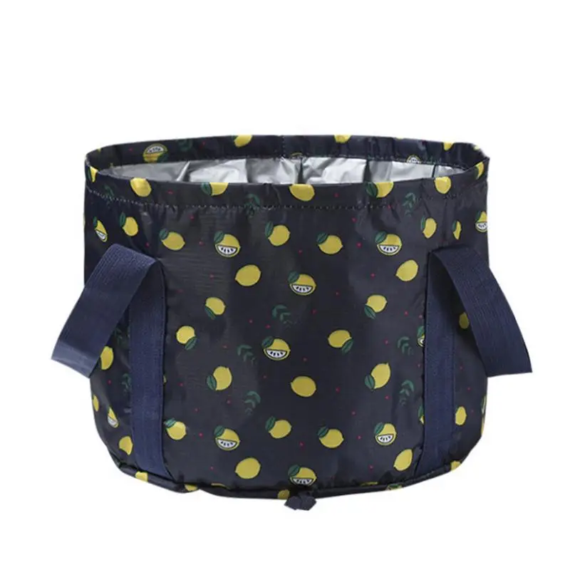 

Portable Bucket Waterproof Folding Storage Bucket Quick-drying With Bottom Clasp Laundry Tub Dark BlueTear-proof Suspensible For
