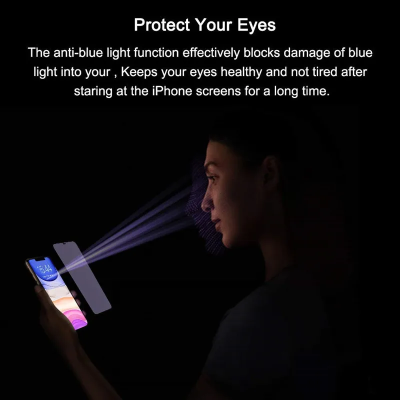 Verre Trempe Anti Blue Ray Light Screenprotector For iPhone 12 13 Mini 11 Pro Max 7 8 Plus XS XR Screen Protector Tempered Glass | Мобильные