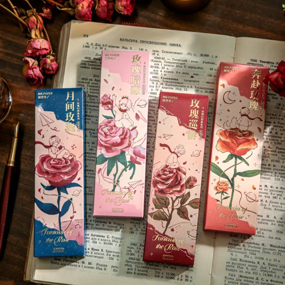 

30pcs/lot Rose Series Paper Bookmarks for Share Book Markers Tab for Books Stationery