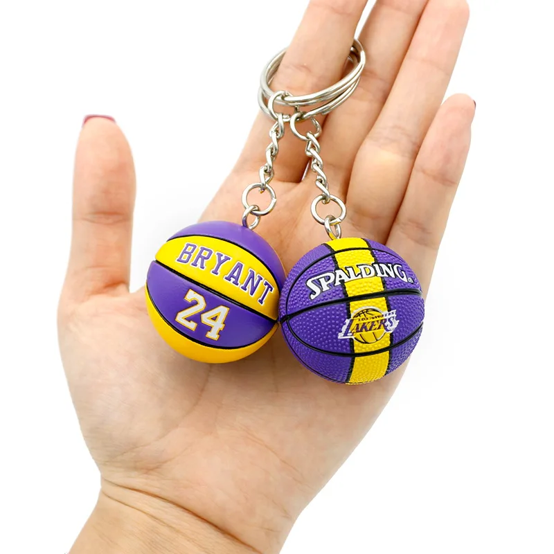 Fashion Basketball Star Name Keychain Trend 3D Basketball Keychains Mini Match Souvenir Ball Keyring Pendant for Sport Fan Gift