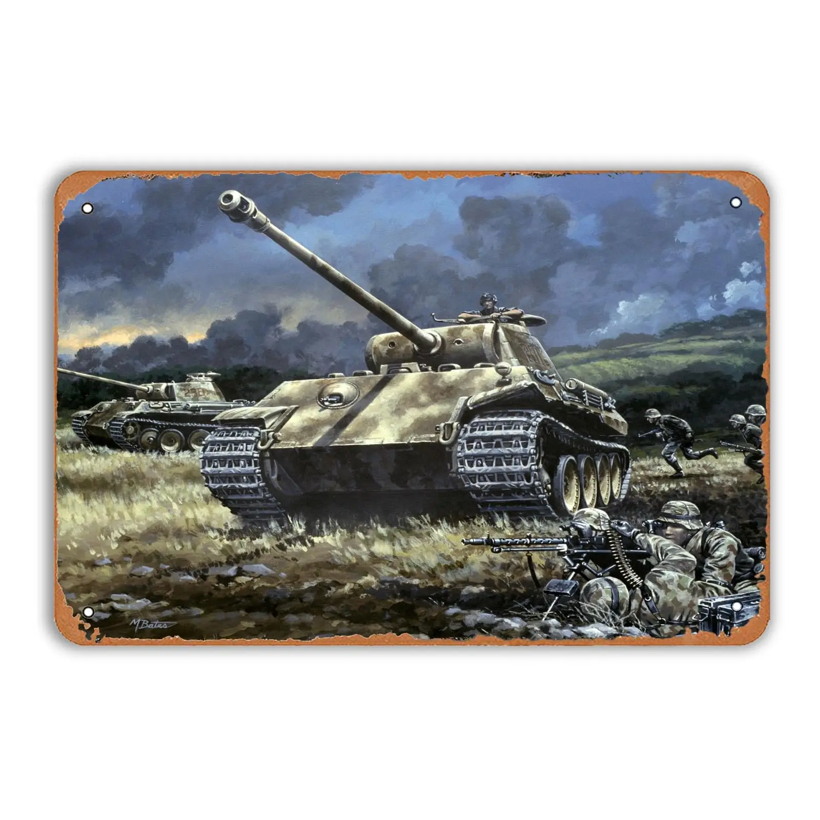 Немецкие танки металлический жестяной знак военный в мирах винтажные