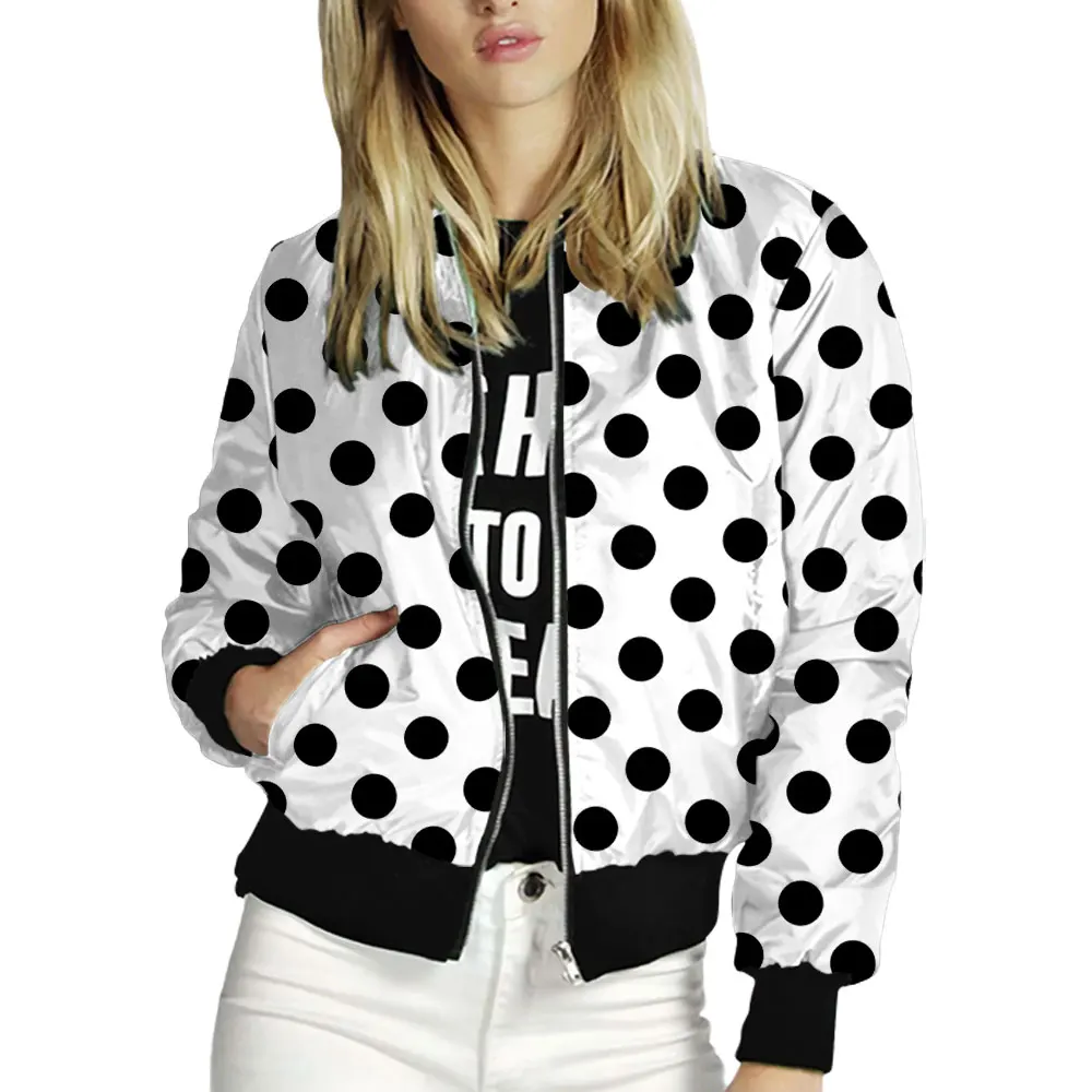 

Jackets Polka Dot Print Zevity Women's Clothing Windbreak Y 2k Top 2023 Bombers New Outerwear Spring Support for Customization