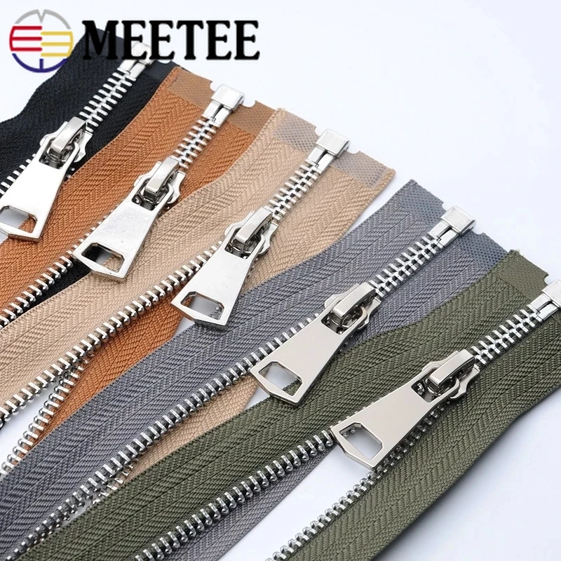 

Meetee 2pcs 40-120cm 5# Metal Open-end Zipper Auto Lock Zips for Jacket Coat DIY Garmnet OpenTail Single Head Zippers Sewing Zip
