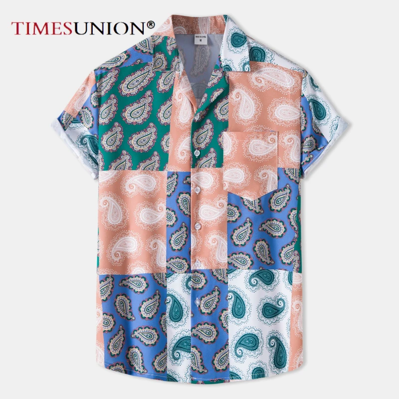 

Cuban Collar Print Mens Hawaiian Shirt 2022 Summer New Short Seleeve Quick Dry Beach Shirts Men Holiday Aloha Rock Party Shirt