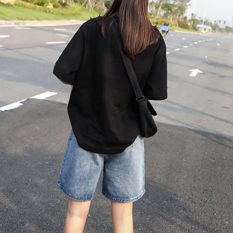 Bermuda Shorts For Women Women Denim Half Pants Y2K High Waist Long Casual Biker Shorts Wide Baggy Korean Shorts Woman Summer