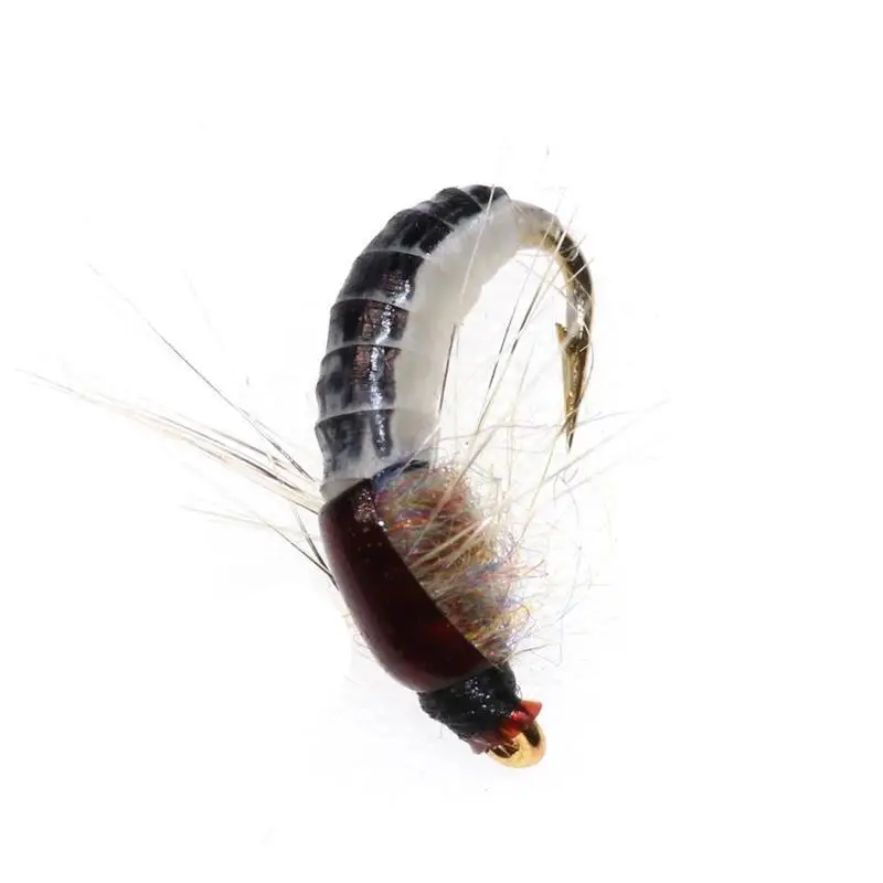 

Bimoo 6pcs ＃12 Nymph Scud Fly For Trout Fishing Nymphing Artificial Insect Bait Lure