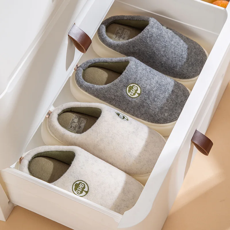 Autumn Winter 2022 New Men's And Women's Indoor Simple Solid Color Thick Sole Soft Comfortable Home Couples Latex Cotton Slipper