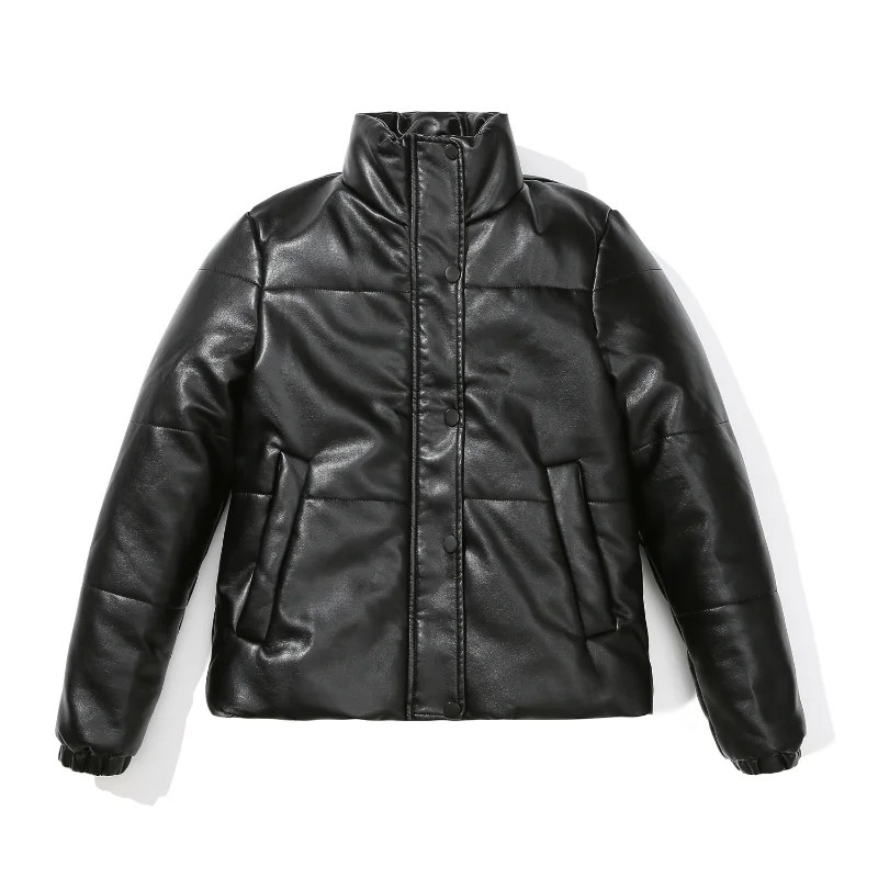 Leather Women's Coat European Size Autumn and Winter Short European and American Thickened Cotton Padded Clothes Bread Jacket