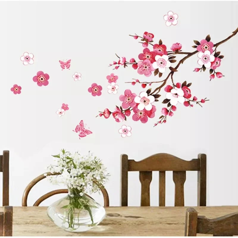 

NEW wholesale beautiful sakura wall stickers living bedroom decorations 739. diy flowers pvc home decals mural arts poster