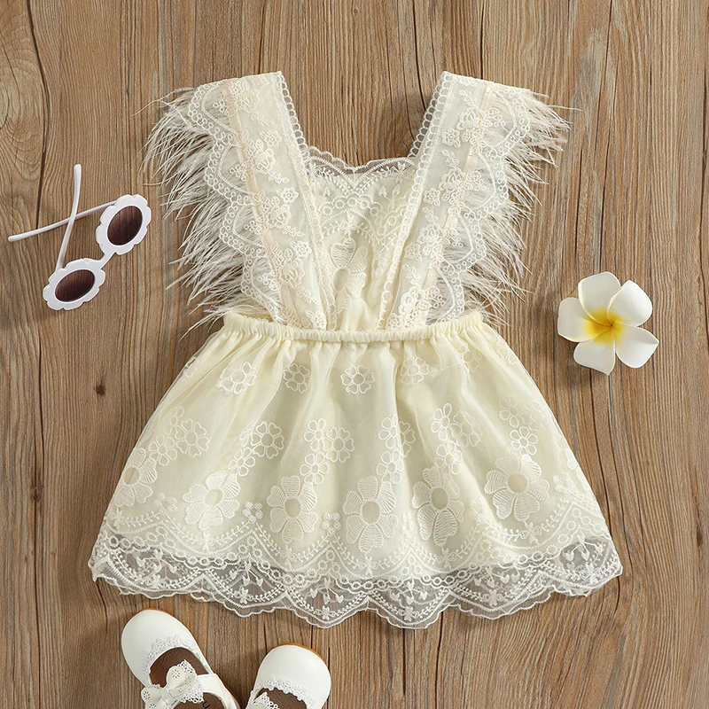 

2022 Summer Baby Toddlers Girls Princess Tassels Dress Lace Crochet Pattern Short Dresses Baby Girls Clothes