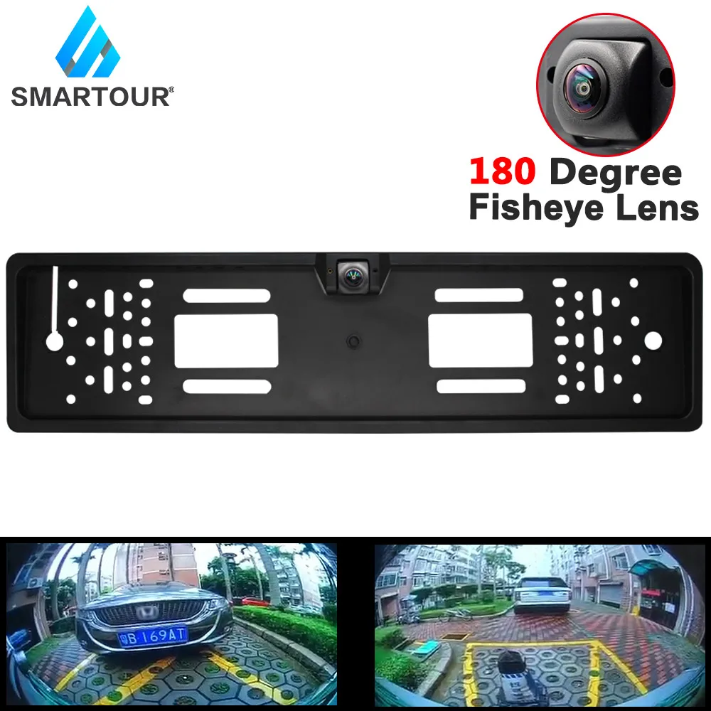 

180° Fisheye HD European Car Number License Plate Frame Rear View Camera Night Vision Reverse Backup Parking Cam Auto Accessory