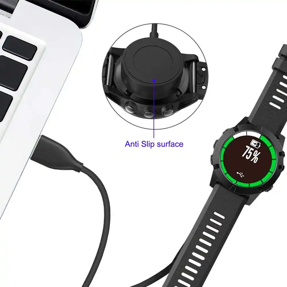 Док-станция для синхронизации данных и зарядки USB черная совместимая с Garmin Fenix 7 7S