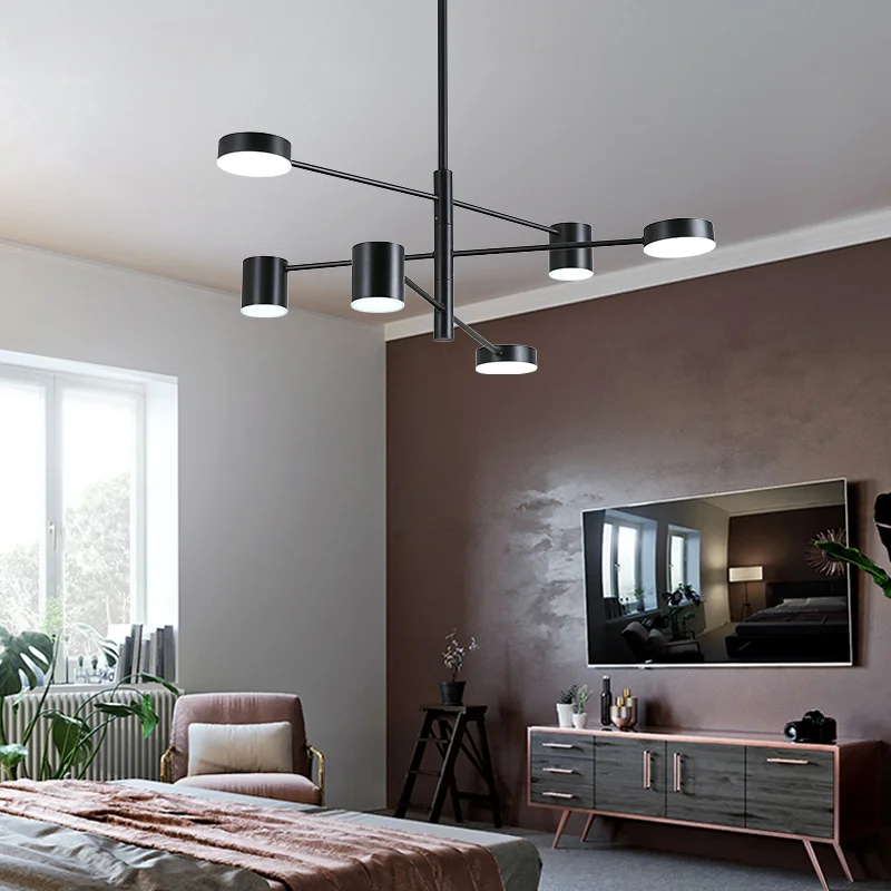 

LED Black Iron Paint Chandelier For Living Room Bedroom Modern Lustre Lamps Indoor Creative Lighting Luminaire AC90-260V