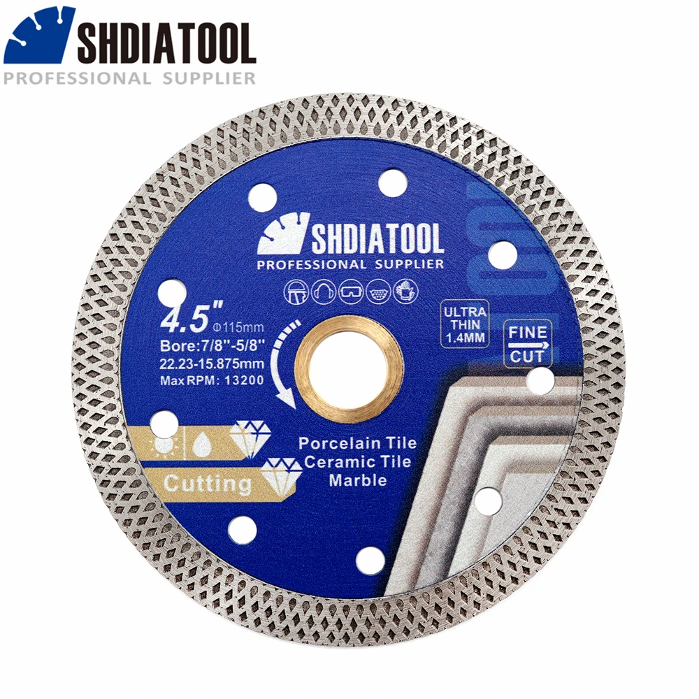 SHDIATOOL 115 мм Алмазная узкая турбопила, Сверхтонкая сетка, гранит, фотоплитка, керамическая угловая шлифовальная машина