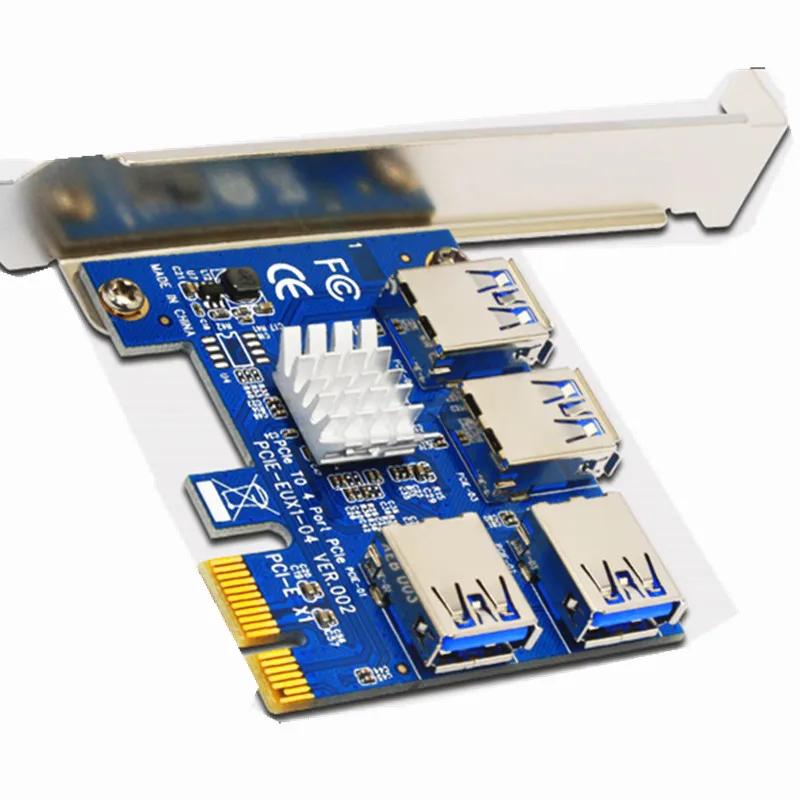 Переходник PCI-E на USB Riser Card с 1 4 порта USB3.0 адаптер PCIe X1 3 0 карта майнинга | Компьютеры