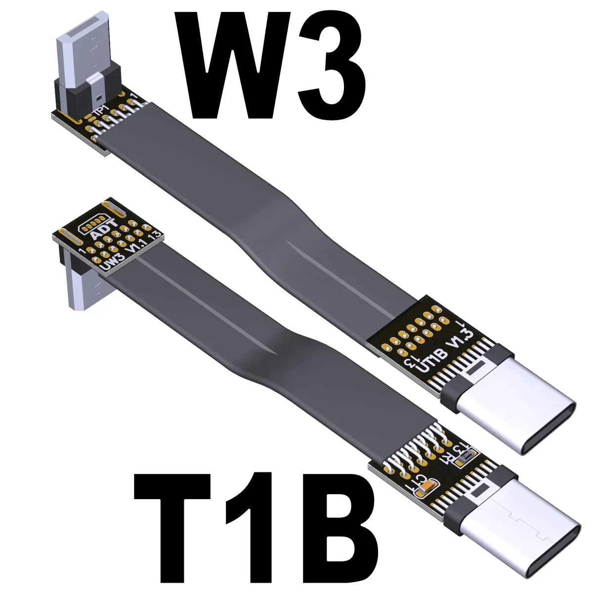 ADT USB2.0 папа-папа Плоская линия Type-C — удлинитель Micro-B с двойным изгибом