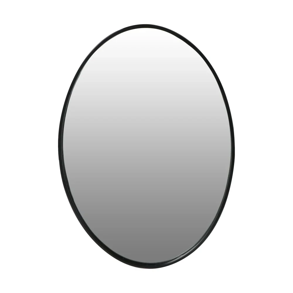 

DunaWest Oval Metal Wall Mirror with Framed Edges and Wooden Backing, Black