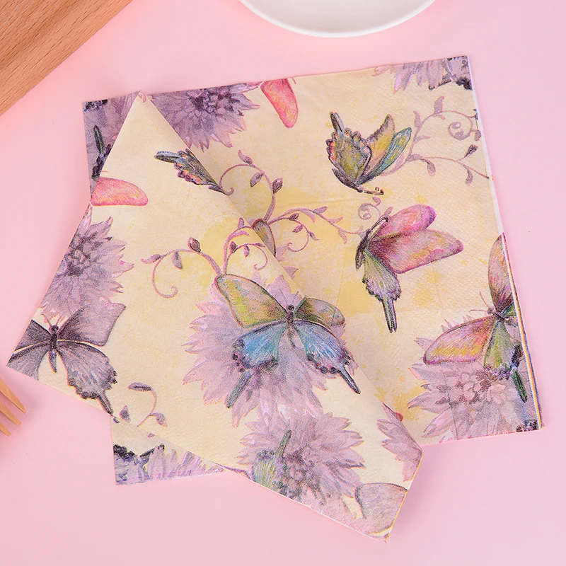 20 шт. декоративная салфетка для детского стола с бабочками украшения одноразовое