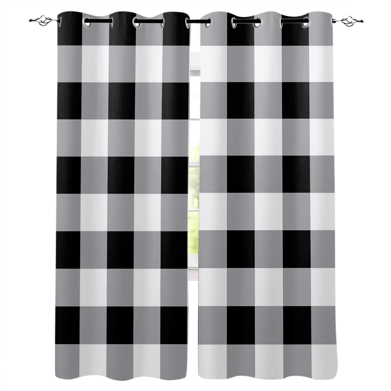 

Черно-Белые Клетчатые Занавески в клетку для загородной фермы, шторы для спальни, занавески для гостиной, роскошные европейские занавески д...
