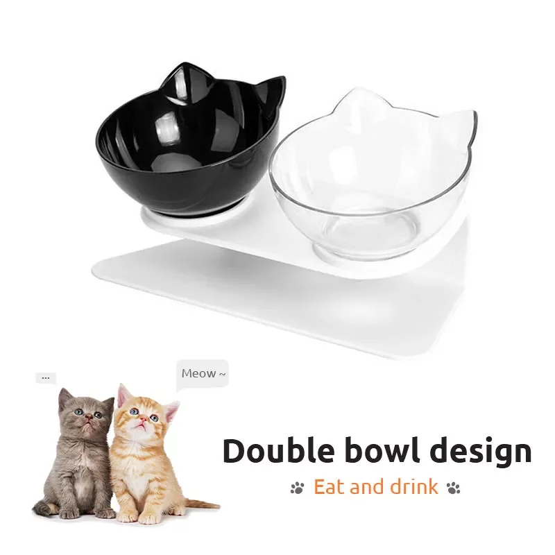 

2023NEW Double Cat Bowl Dog Bowl With Raised Stand Pet Supplies Cat Water Bowl For Cat Food Bowls For Dog Feeder Питатель