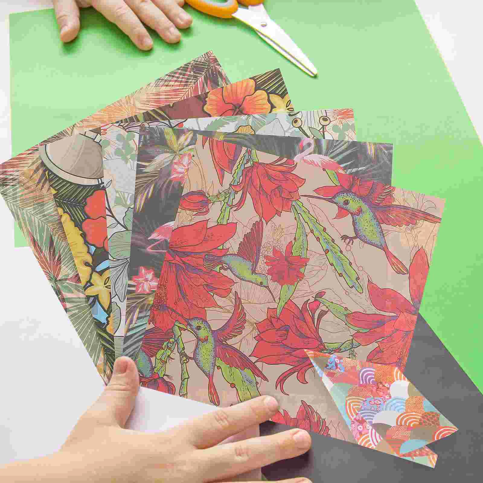 

Paper Origami Scrapbook Square Diy Stickers Album Photo Decorative Retro Craft Sheets Crane Fold Sided Double Folding Crafts