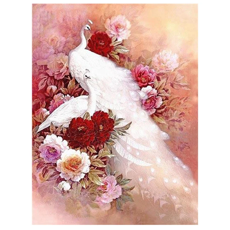

Алмазная мозаика «сделай сам», Набор для вышивки крестиком с изображением пейзажа, украшение для дома с павлином