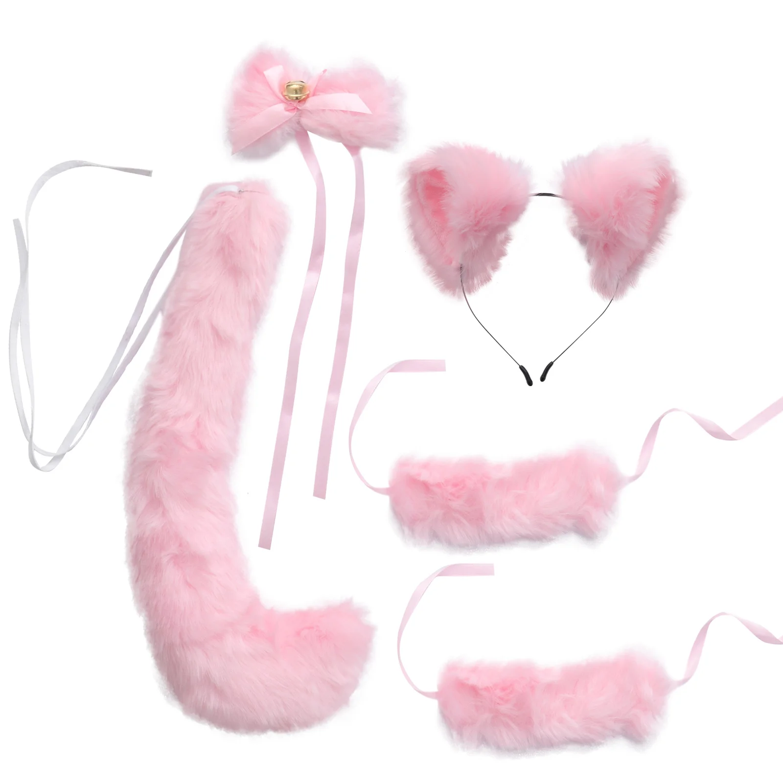 

Kids Suit Cases Fox Ears Tail Suit Costume Accessories Neckwear Hand Balls Plush Party Supplies