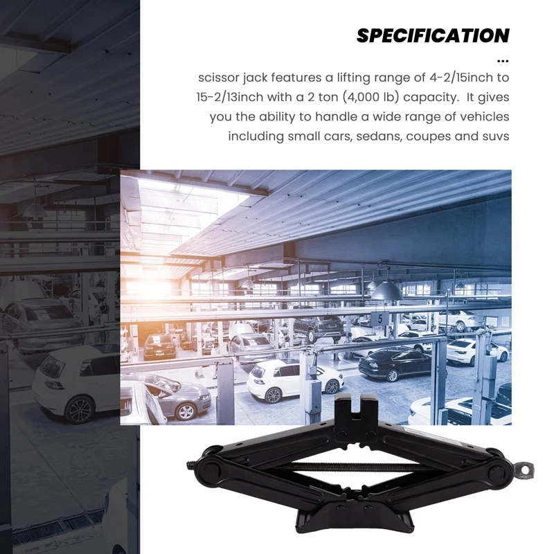 Автомобильный ножничный домкрат вместимостью 2 тонны (4000 фунтов) портативный