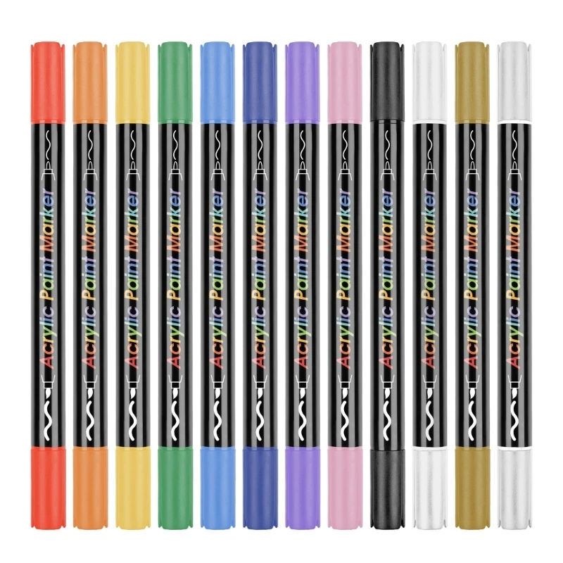 

Acrylic Paint Pens 12 Colors Set Colouring Pens Acrylic Marker Pens for Drawing, Card Making, DIY Craft Making Supplies