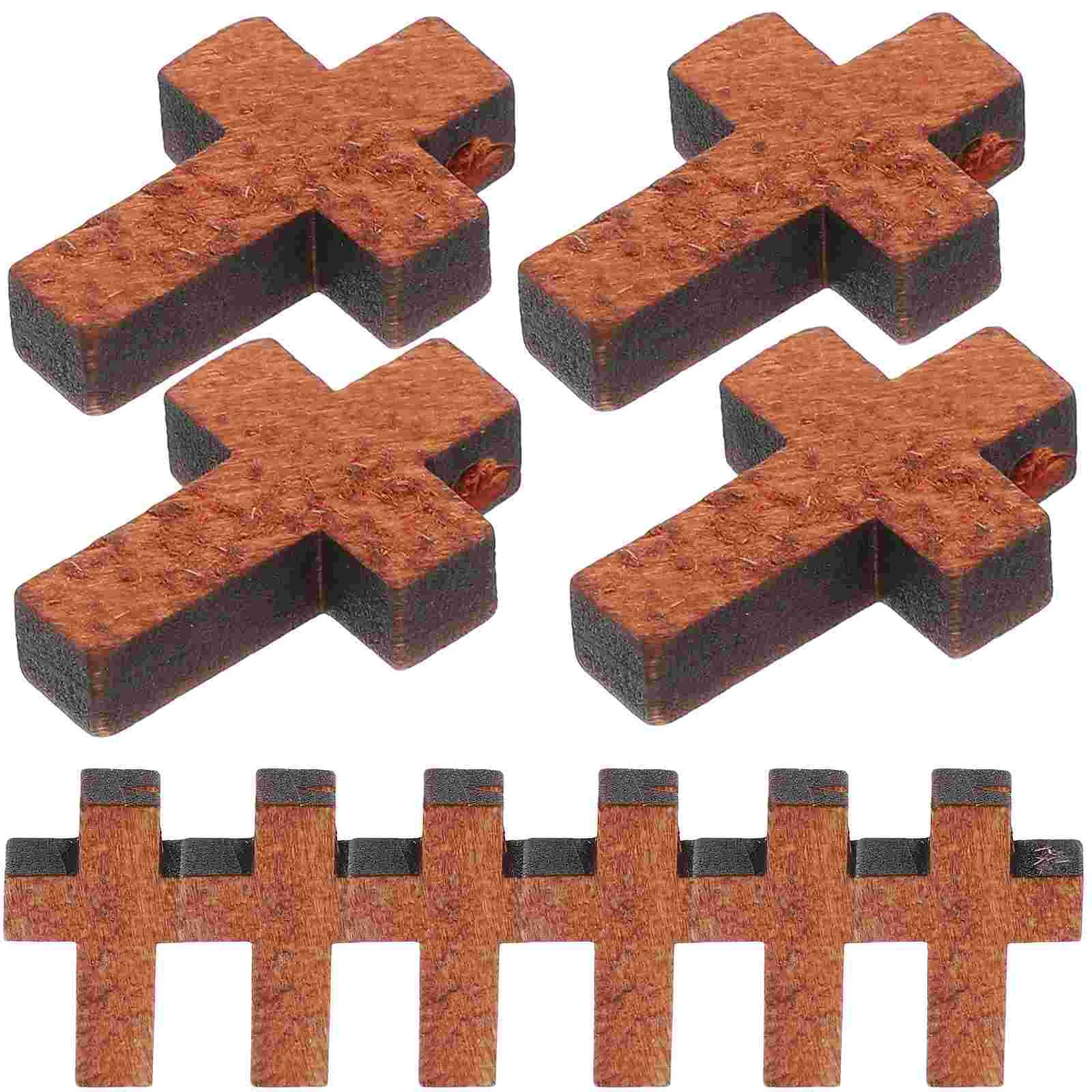 

200 Pcs Key Rings Wooden Cross Necklaces Key Hanging Pendant Decorate Crosses DIY Charms Retro For Decorative