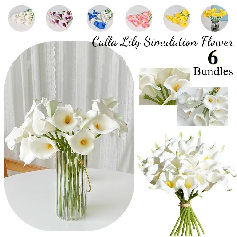 

6 Bundles Real Touch Calla Lily Faux Flowers Calla Lily Silk Flowers Bouquet Fake Flowers Artificial Flowers（9 Colors）
