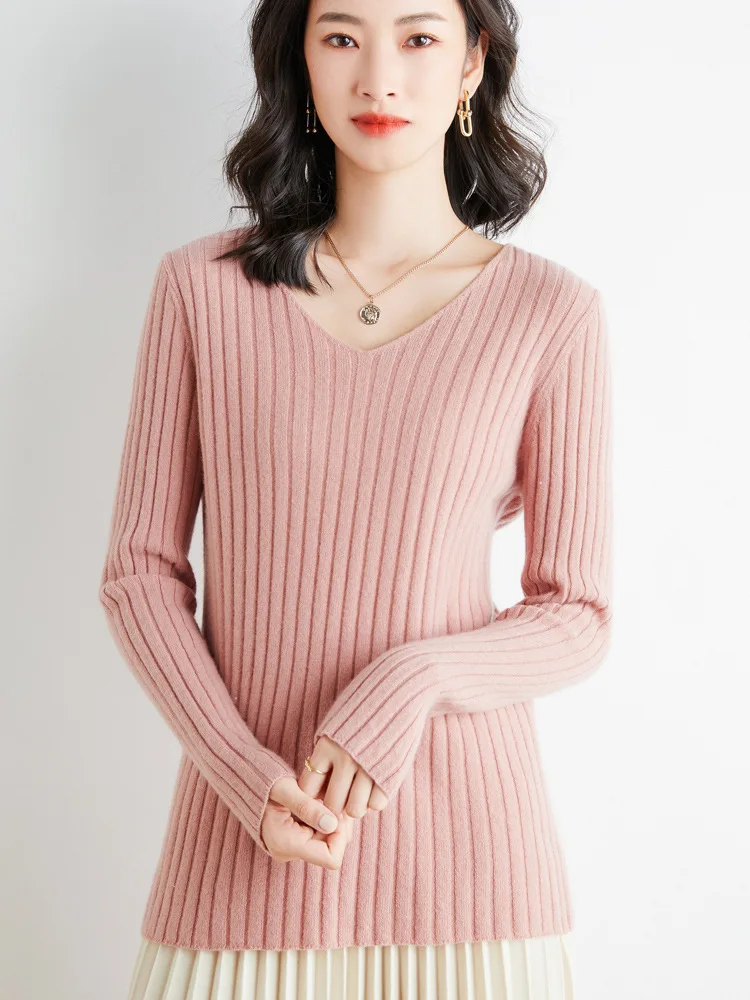 

2022 NEW FASHION WOMEN Spring and Autumn Long Sleeve Casual Tops Solid Color V-Neck Tops