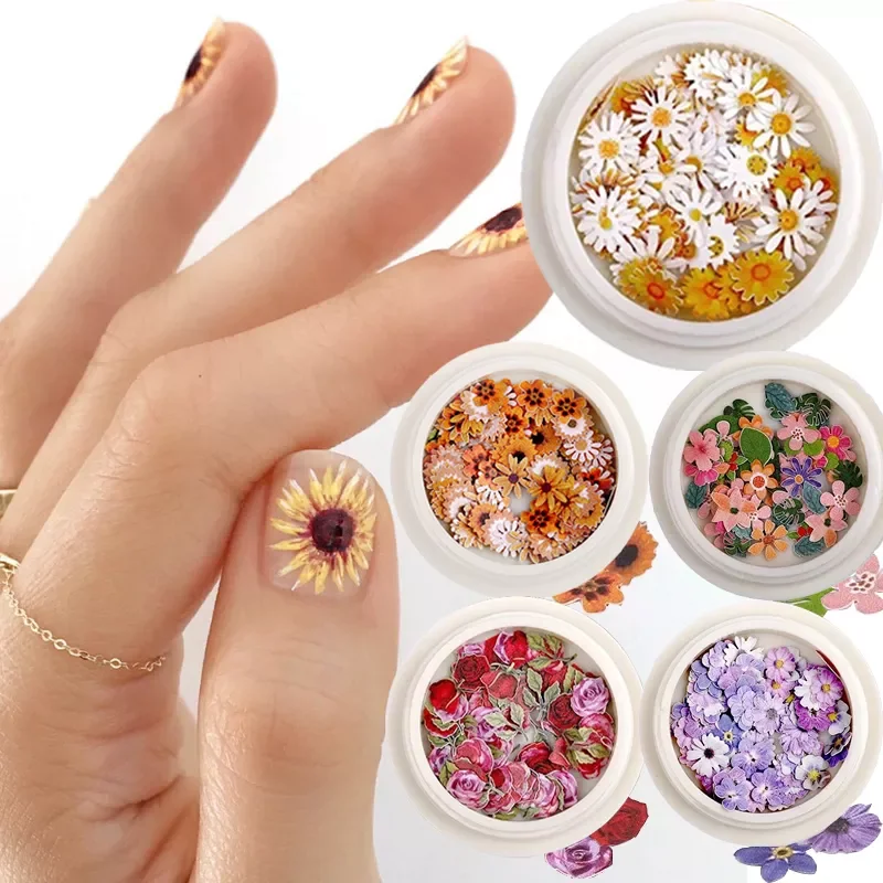 

Nail Art Color mixed small Daisy Flower rose ultra-thin wood pulp patch DIY nail art jewelry nail art decoration