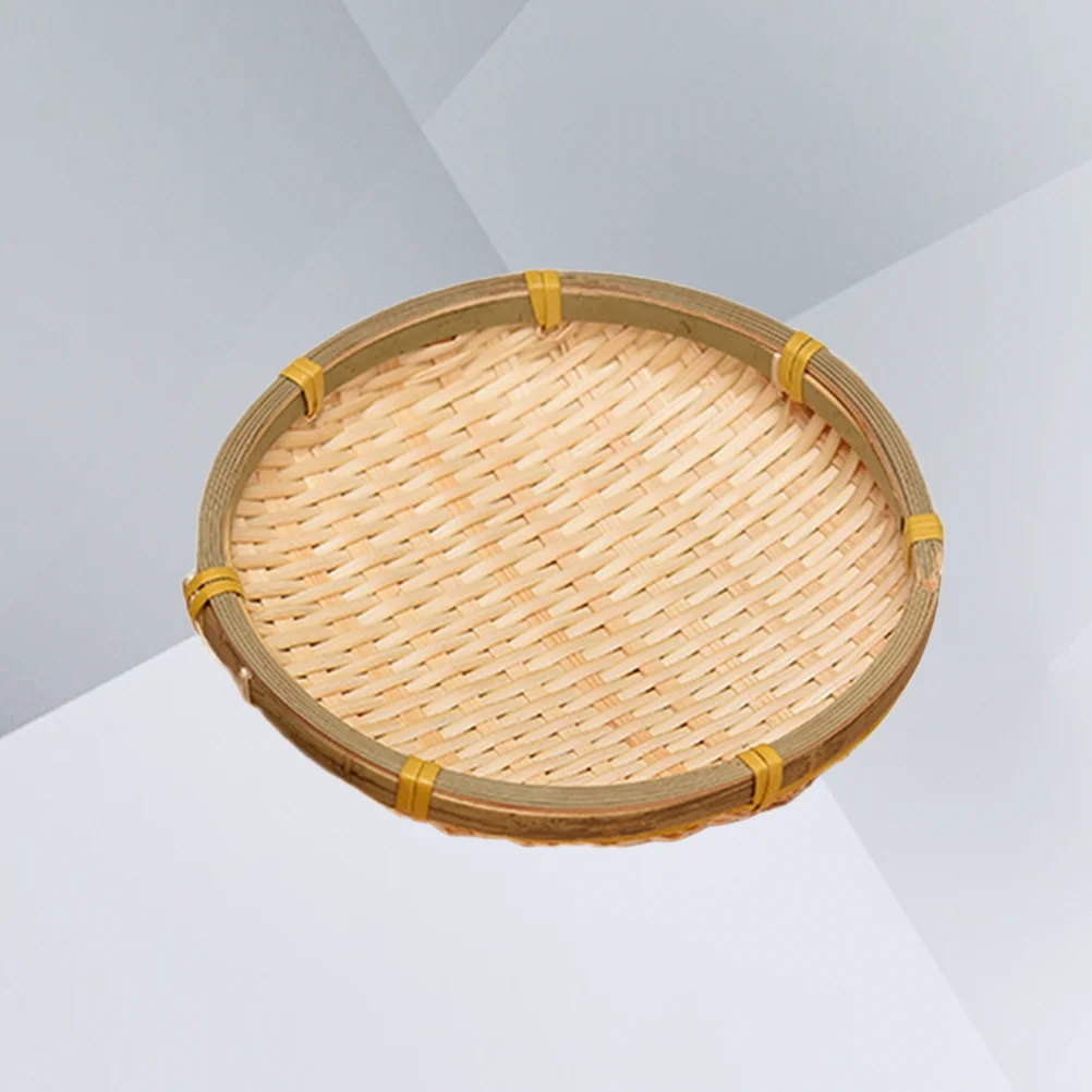 

Basket Tray Wall Bamboo Decor Serving Rattan Woven Wicker Fruit Round Baskets Bread Platter Storage Snack Picnic Vegetable