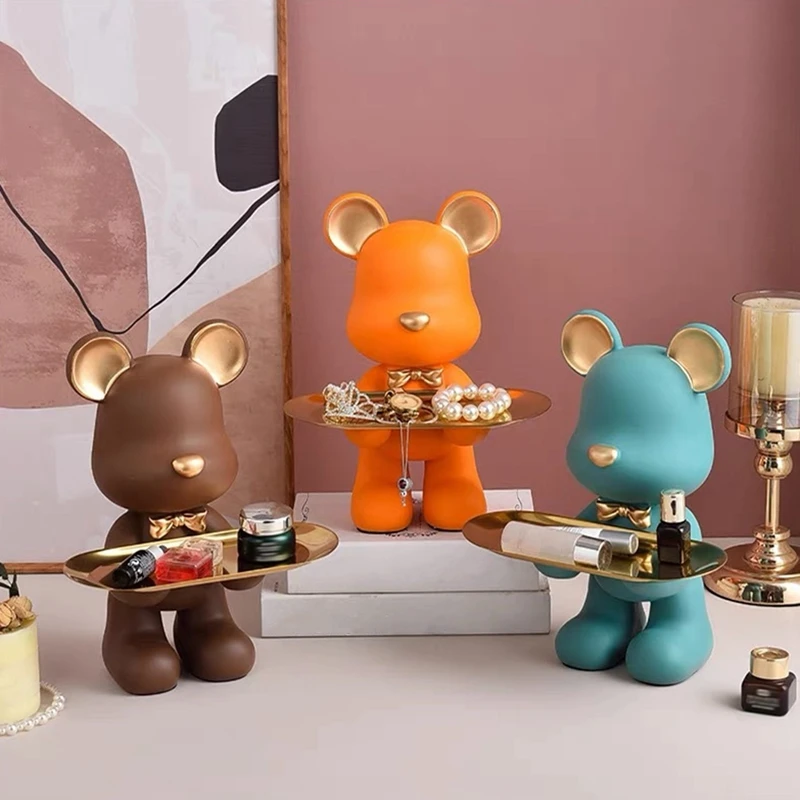 

Аксессуары для домашнего декора в скандинавском стиле, креативные фигурки медведя, поднос для украшения, современный полимерный Декор для ...