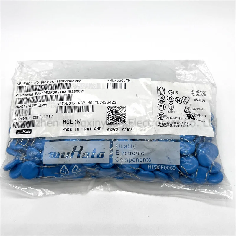 

Murata DE2F3KY103MB3BM02F Safety Radial Leaded Ceramic Disc Capacitors X1 Y2 10nF
