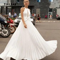 i od elegant halter wedding dress for women 2022 classic strapless backless a line bow chiffon bride grown robe de marriee