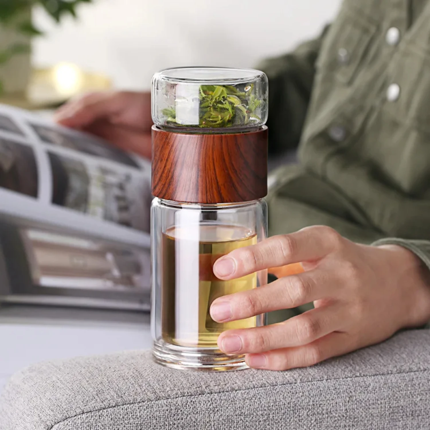 Oneisall Tea Water Bottle Travel Drinkware Portable Double Wall Glass Stainless Steel Infuser Filters The Filter Tumbler