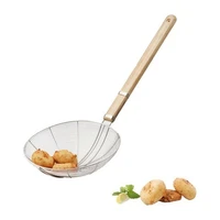 large inox scumper with wood handle for pastel potato frying